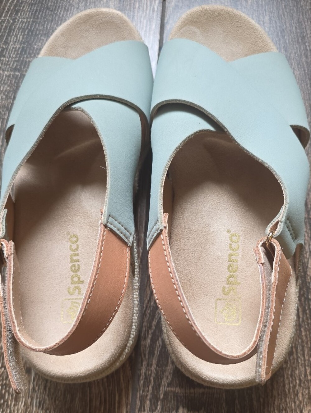 Spano Women's Mint Green Crossband Espadrille Wedge Sandals - Picture 3 of 6